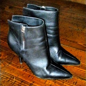 Black leather booties